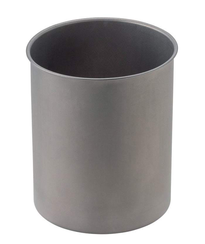 Gray metal pot on a white background