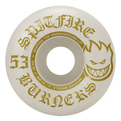 Spitfire Burner White/Gold 53mm Skateboard Wheels