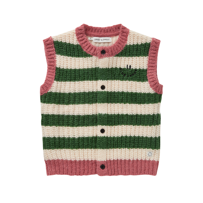 Sproet & Sprout | Knitted vest stripes | Deep green
