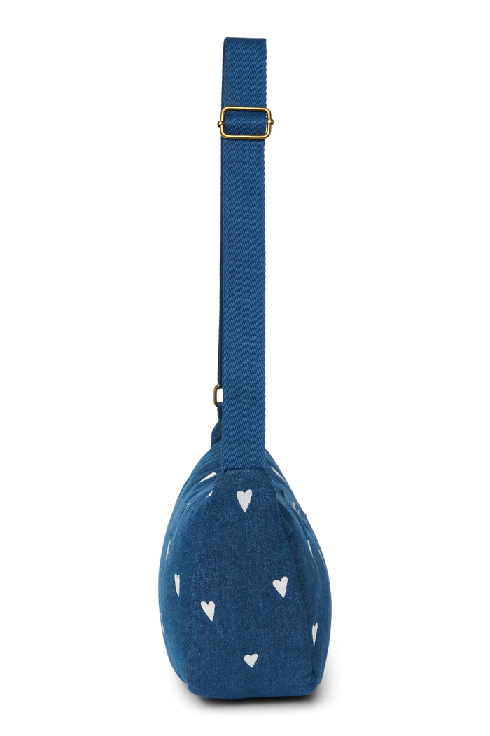 Studio Noos | Denim Adult Fanny Pack | Dark Blue White Hearts