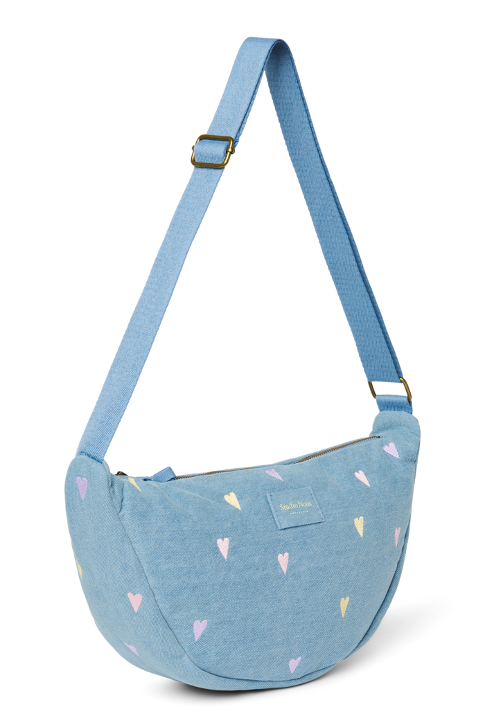 Studio Noos | Denim Adult Fanny Pack | Light Blue Hearts