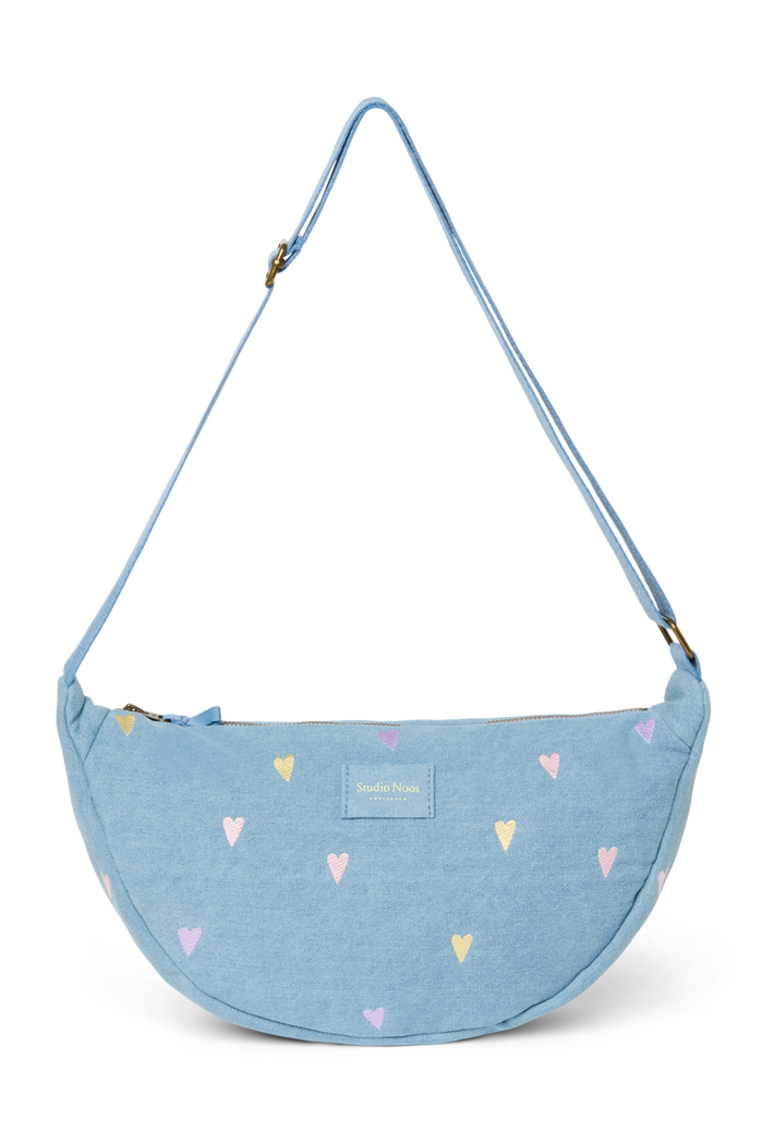 Studio Noos | Denim Adult Fanny Pack | Light Blue Hearts