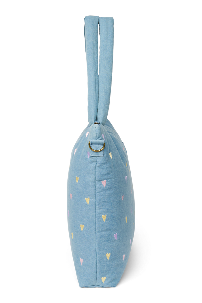Studio Noos | Denim Diaper Bag | Light Blue Hearts