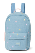 Studio Noos | Denim Midi Backpack | Light Blue Hearts