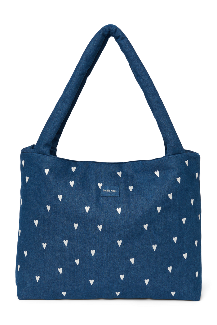 Studio Noos | Denim Mom Bag | Dark Blue White Hearts