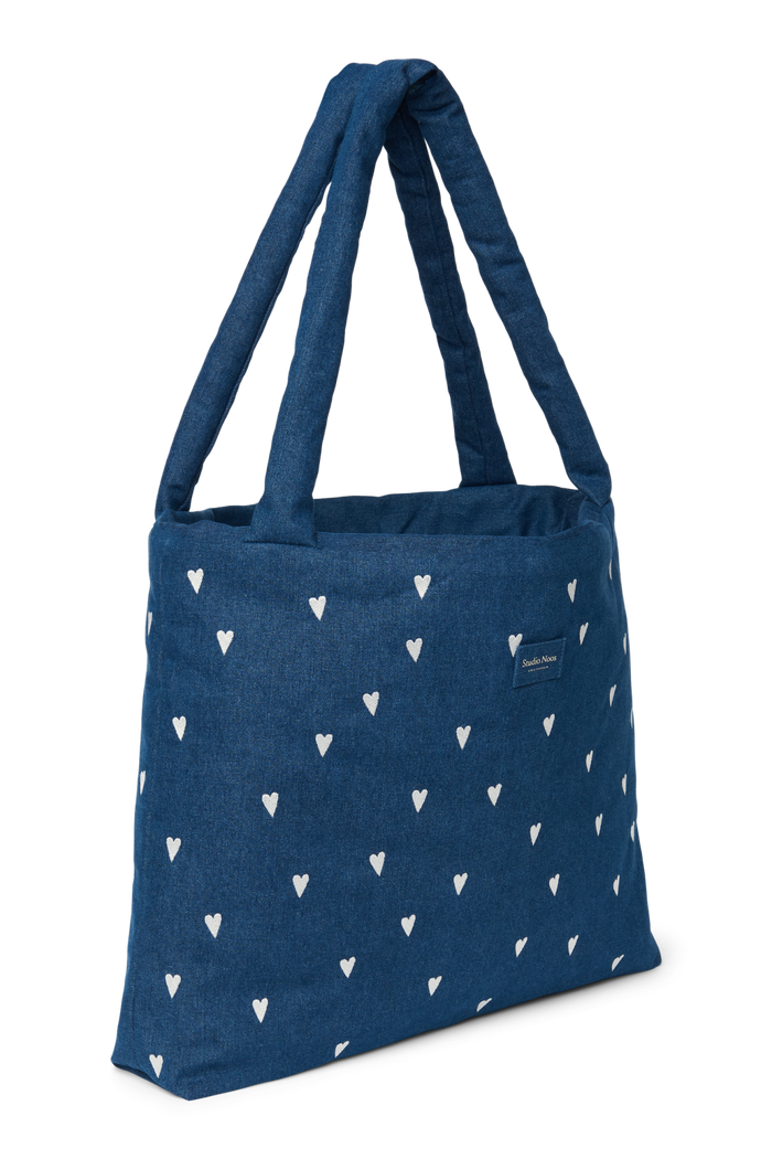 Studio Noos | Denim Mom Bag | Dark Blue White Hearts