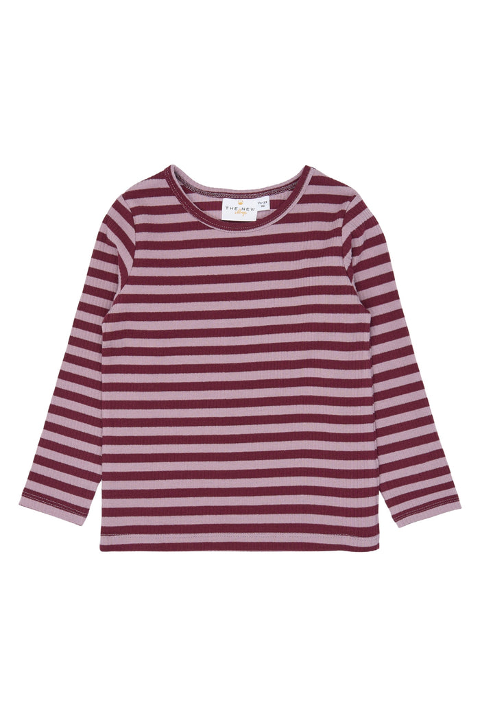 The New Siblings | Fro L_S Rib Tee | Elderberry Striped