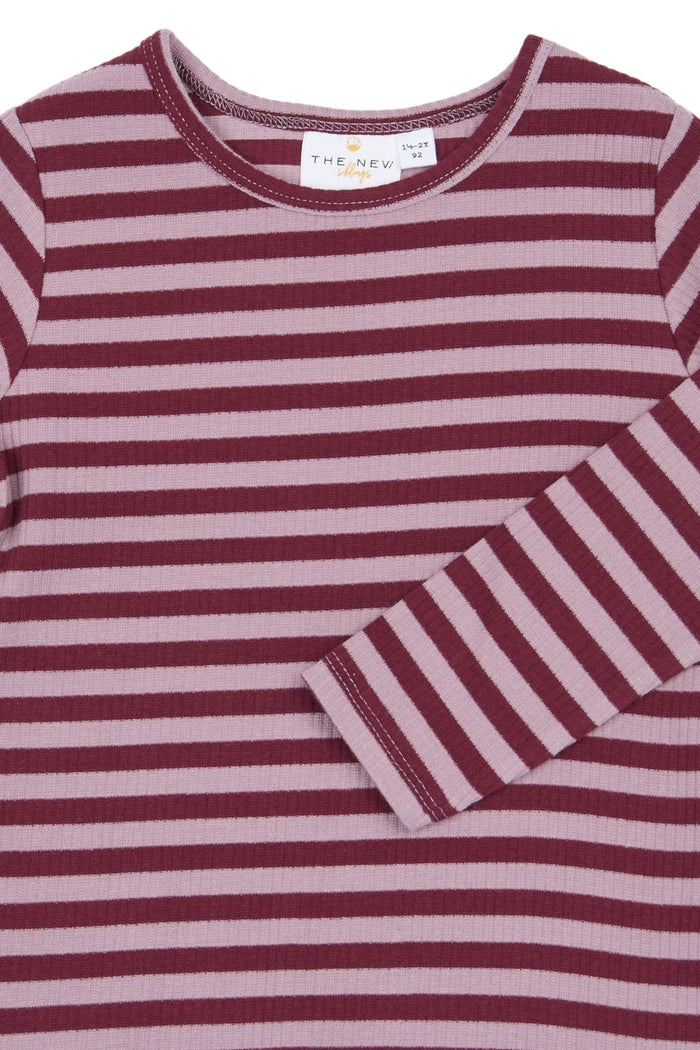 The New Siblings | Fro L_S Rib Tee | Elderberry Striped