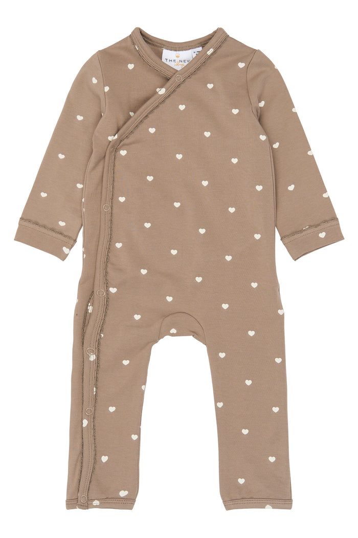 THE NEW SIBLINGS | Nova l_s wrap jumpsuit | taupe gray AOP