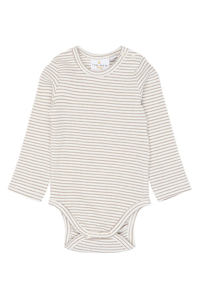 The New Siblings | Vitus L-S Rib Body | Taupe gray striped