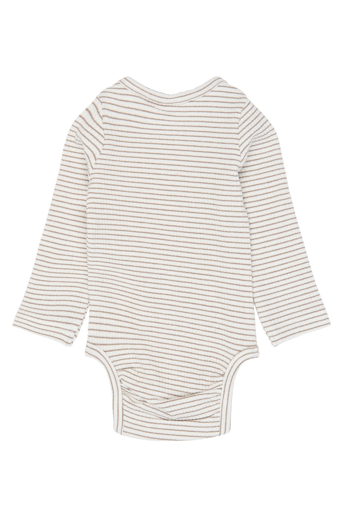 The New Siblings | Vitus L-S Rib Body | Taupe gray striped