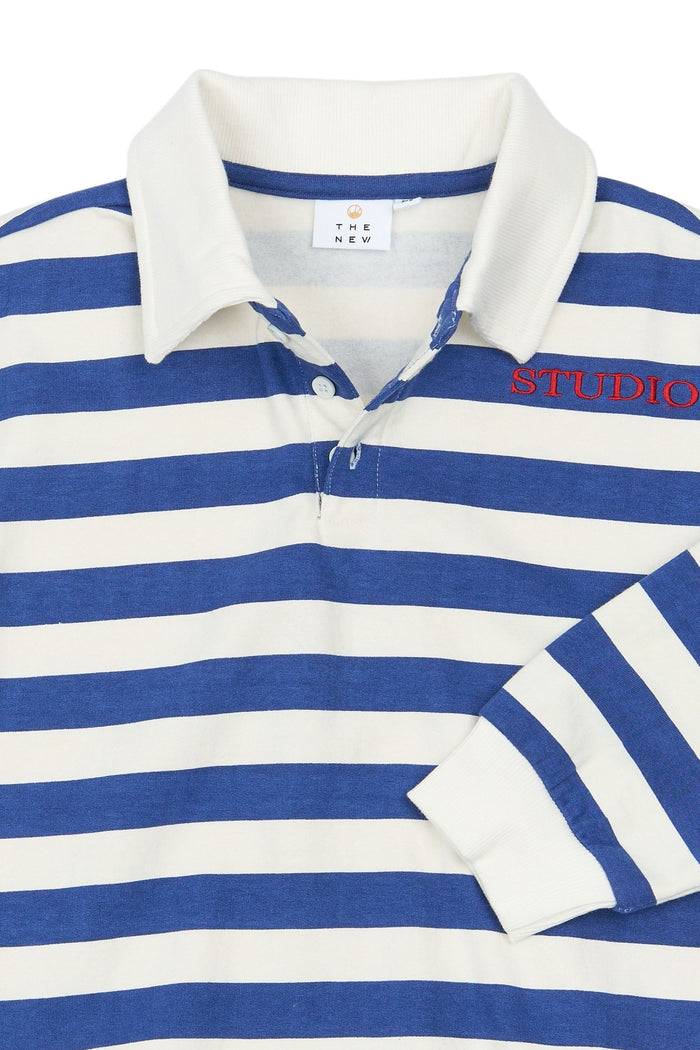 The New | Vidar Polo Sweatshirt | Mazarine Blue Striped