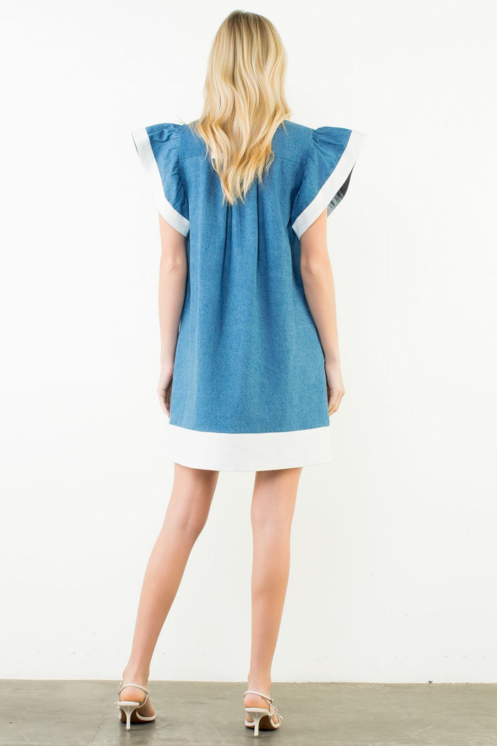 THML Theira Flutter Sleeve Denim Dress