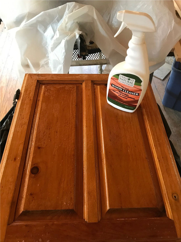 Non-Toxic Wood Cleaner Used on Wood Cabinet Door